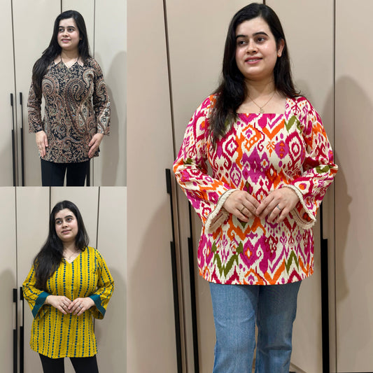 Jasmine short kurti combo of three
