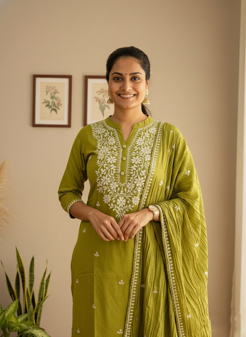 Premium Cotton Suit For Women GRN