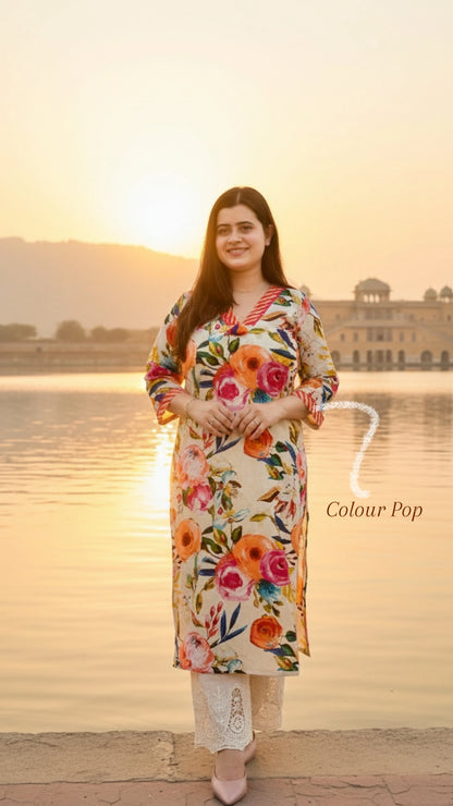Breathable & Stylish Floral Cotton Kurti