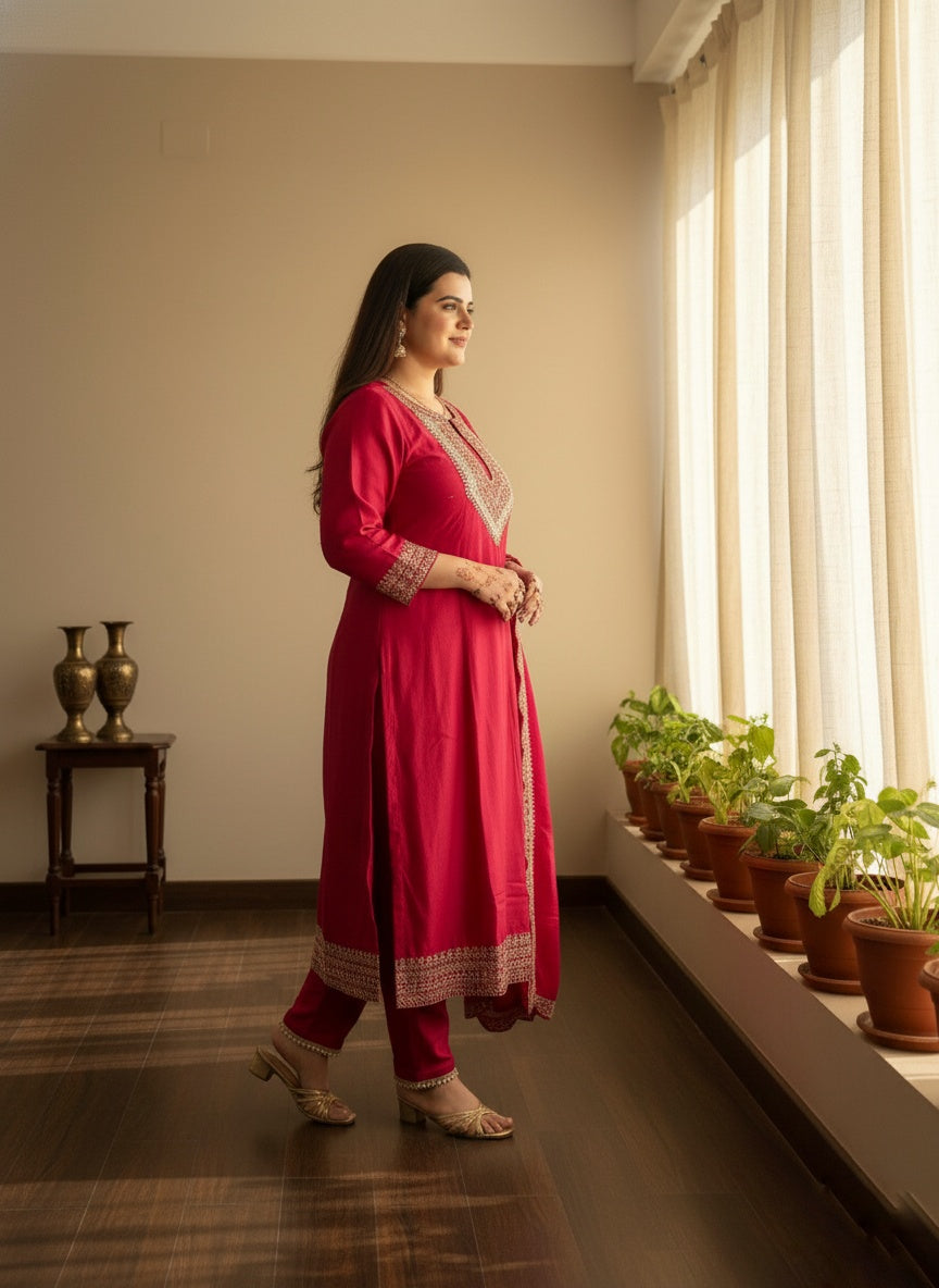 Soft Chinon Silk Suit For Women