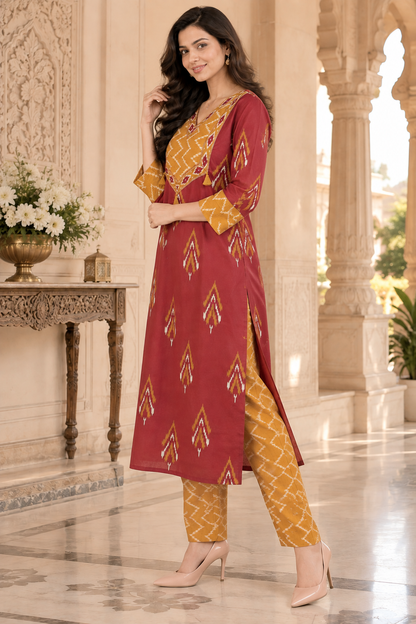Ruhani Cotton kurta set for women ikkat