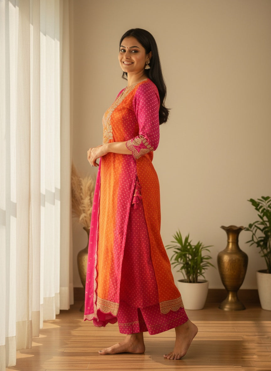 Soft Chinon Silk Suit For Women