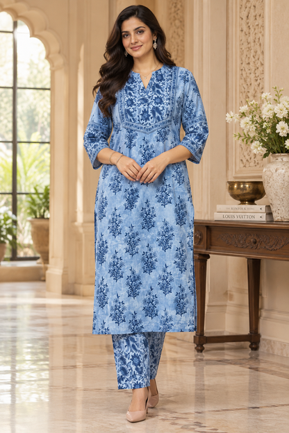 Ruhani Cotton kurta set for women indigo