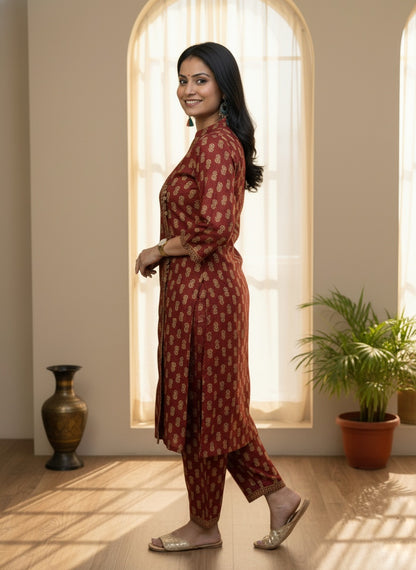 Angrakha Bagru Red Suit