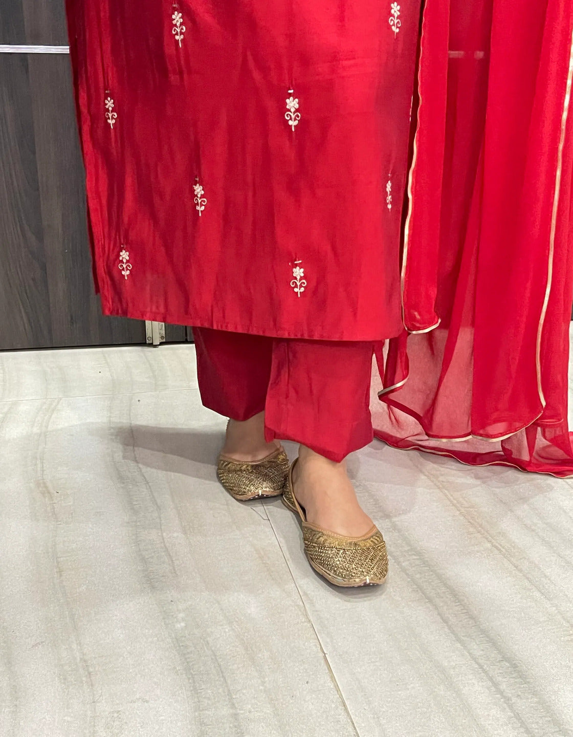 Pure red modal silk suit